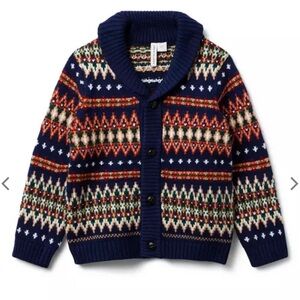 Janie and Jack Navy Multicolor Knit Sweater